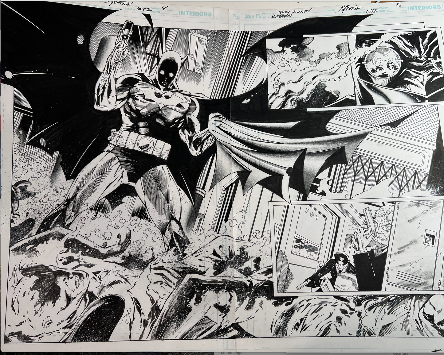 BATMAN 672 DOUBLE PAGE SPREAD! TONY S DANIEL Original Art