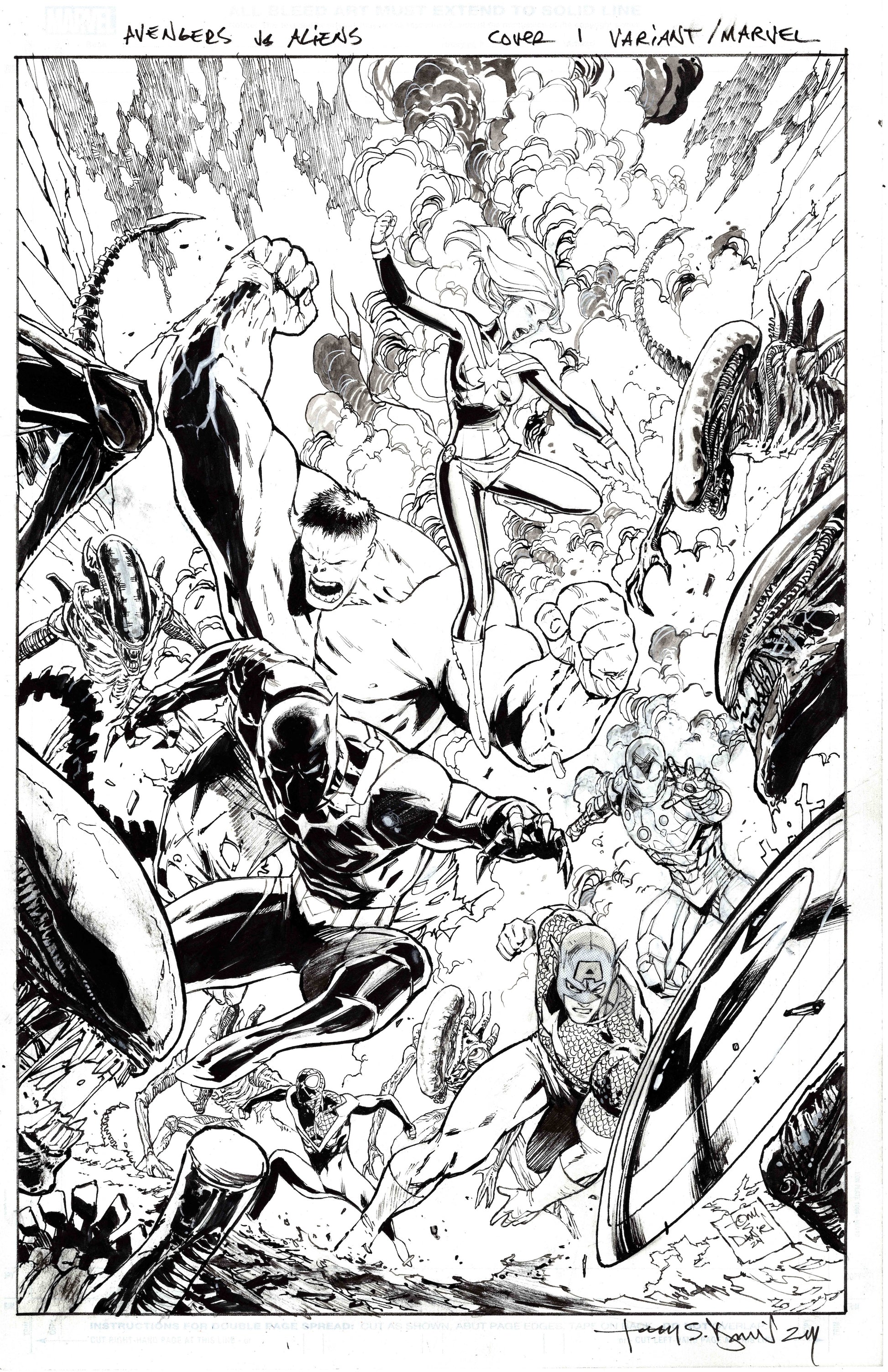 AVENGERS VS ALIENS #1 VARIANT COVER Comic Art