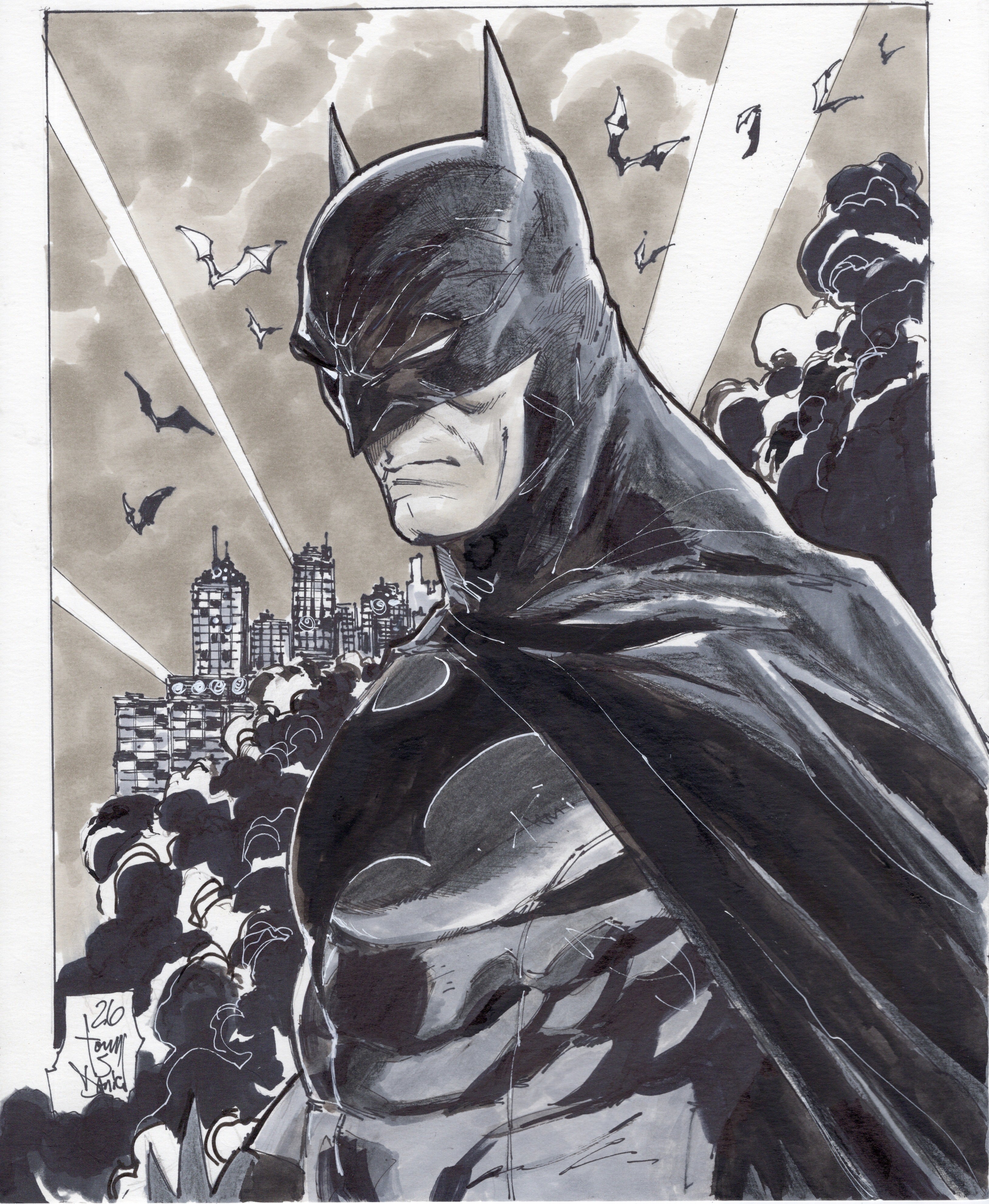 BATMAN 11 X 14 COPIC SKETCH