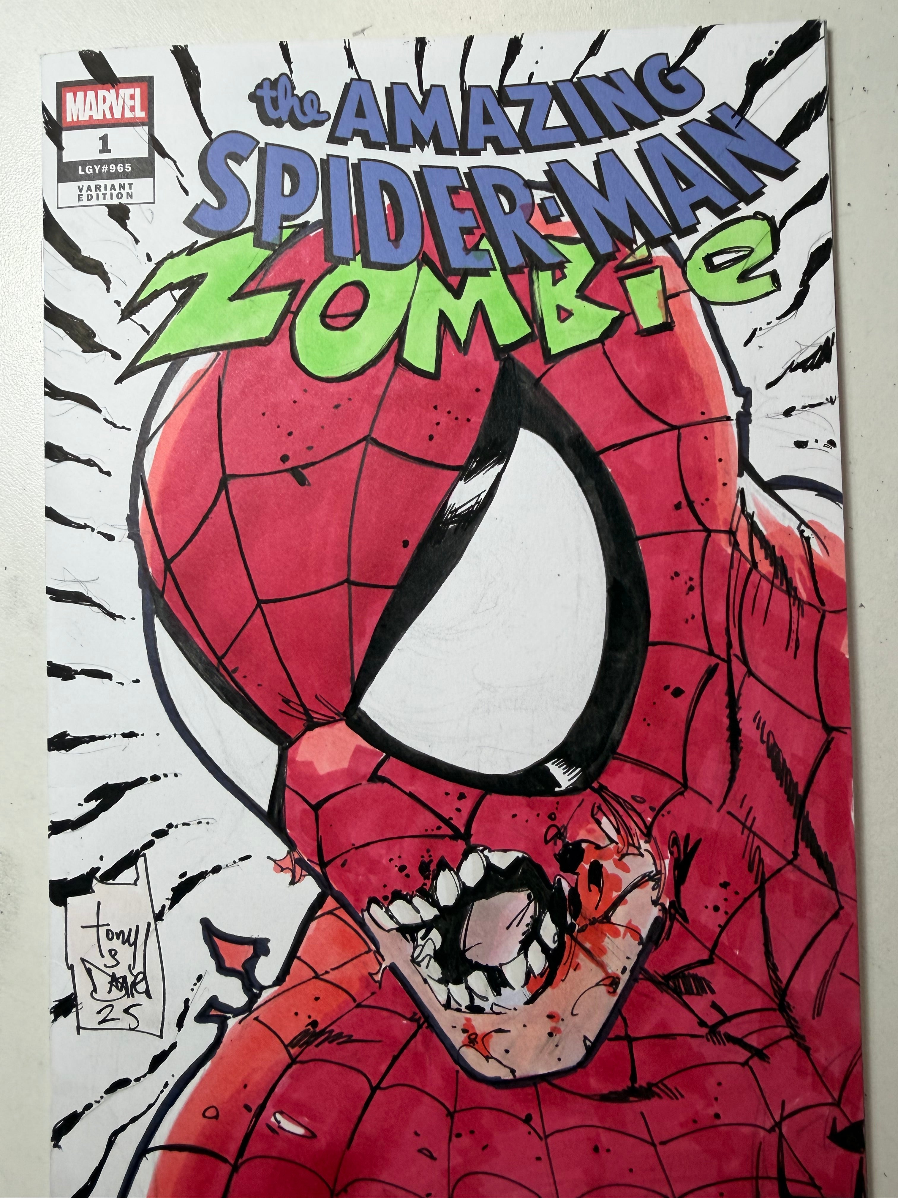 AMAZING SPIDER-MAN ZOMBIE HEAD SKETCH IN COLOR