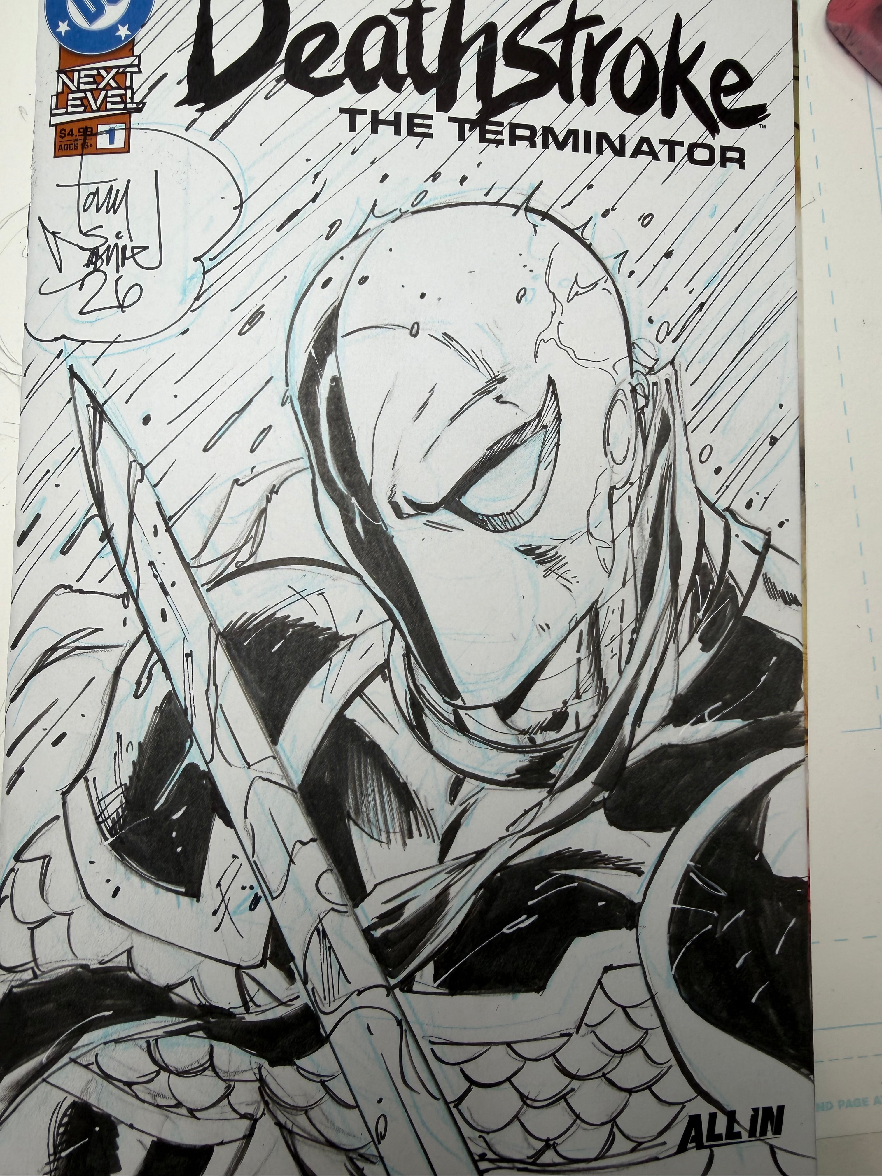 DEATHSTROKE #1 HEAD SKETCH RAINY SWORDPLAY