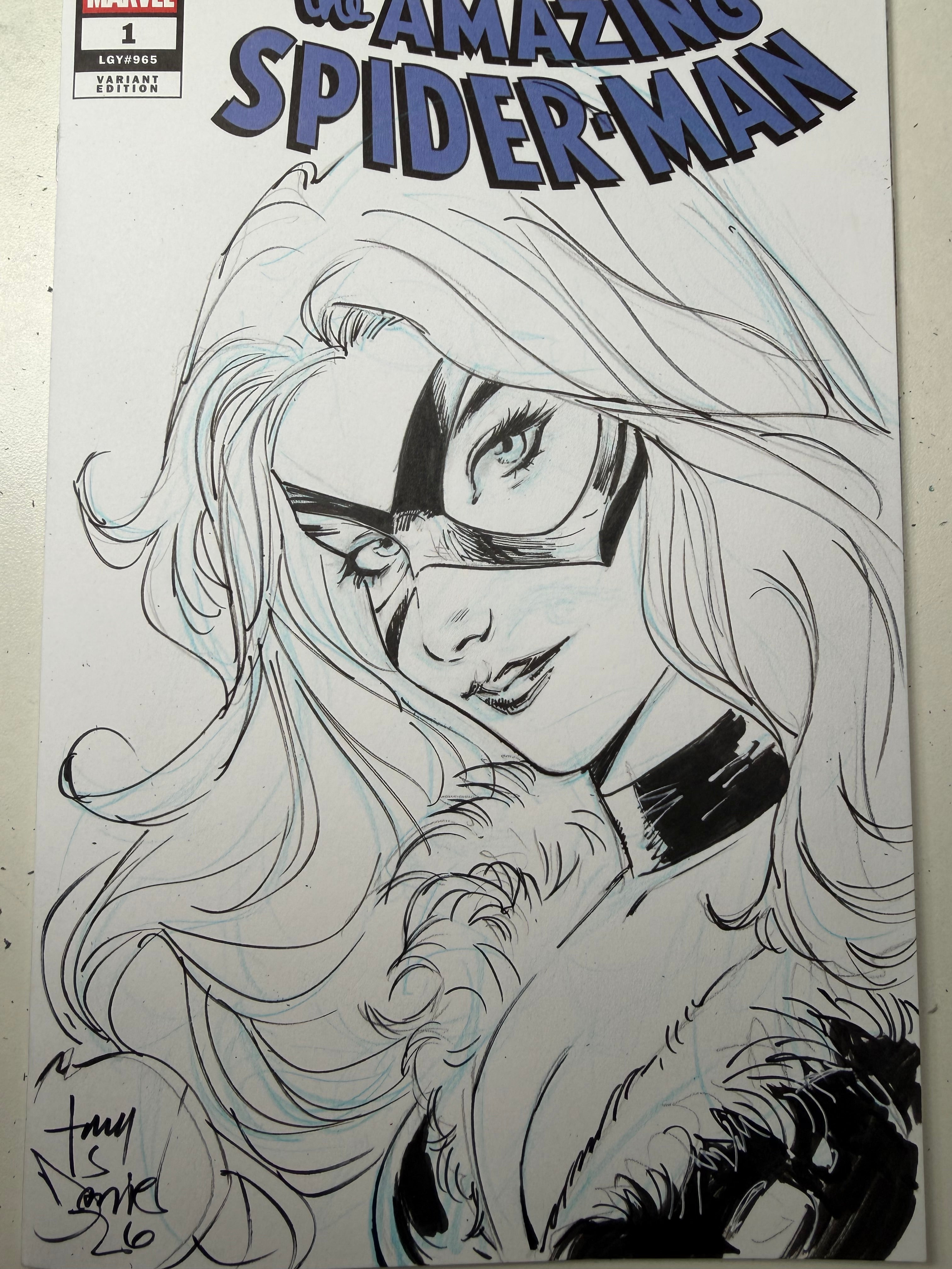 THE AMAZING SPIDER-MAN #1 BLACK CAT HEAD SKETCH