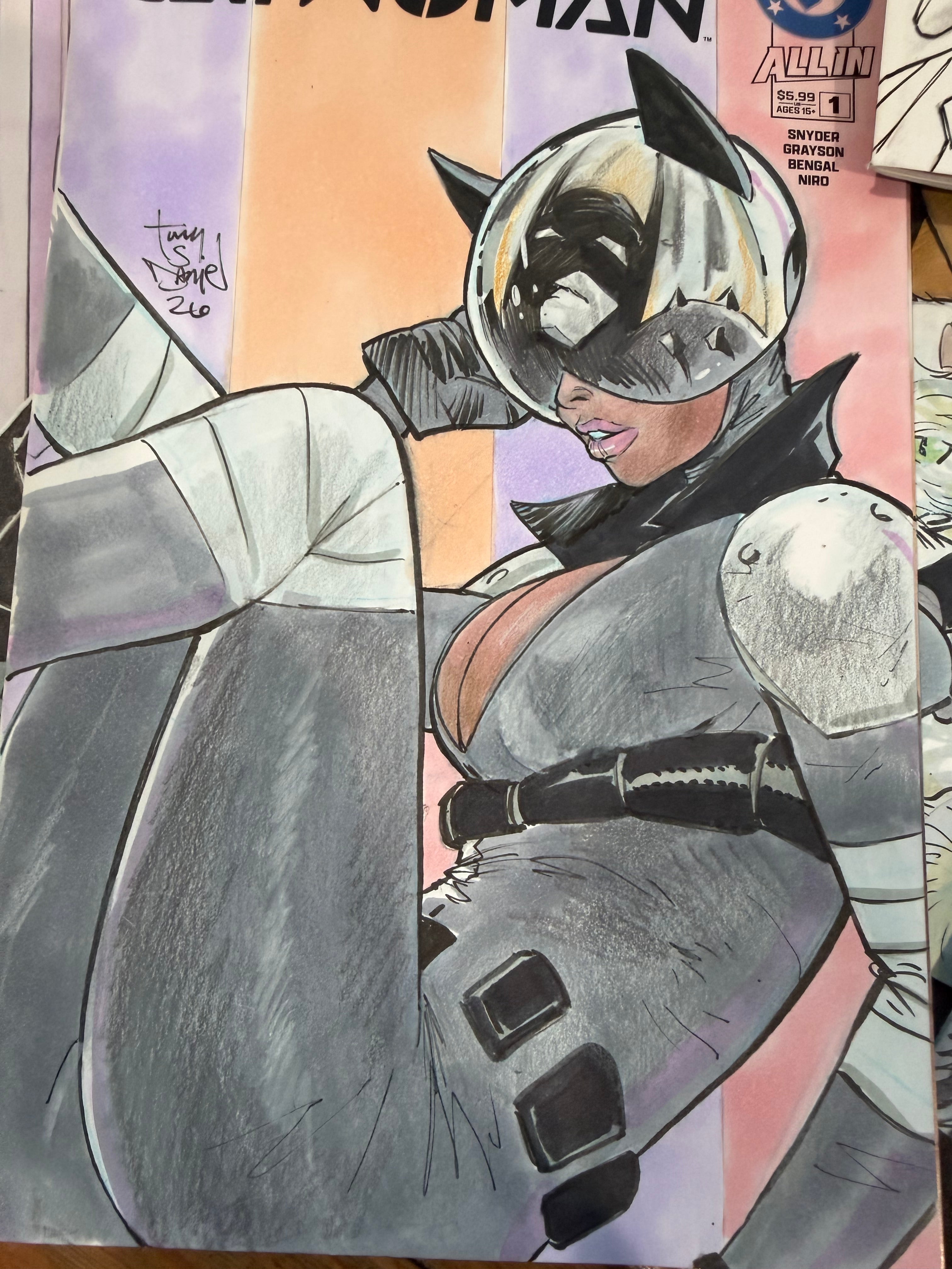 ABSOLUTE CATWOMAN REMARQUE / SECRET BAG PRIZES/WIN BATMAN & ROBIN 28 COVER OA
