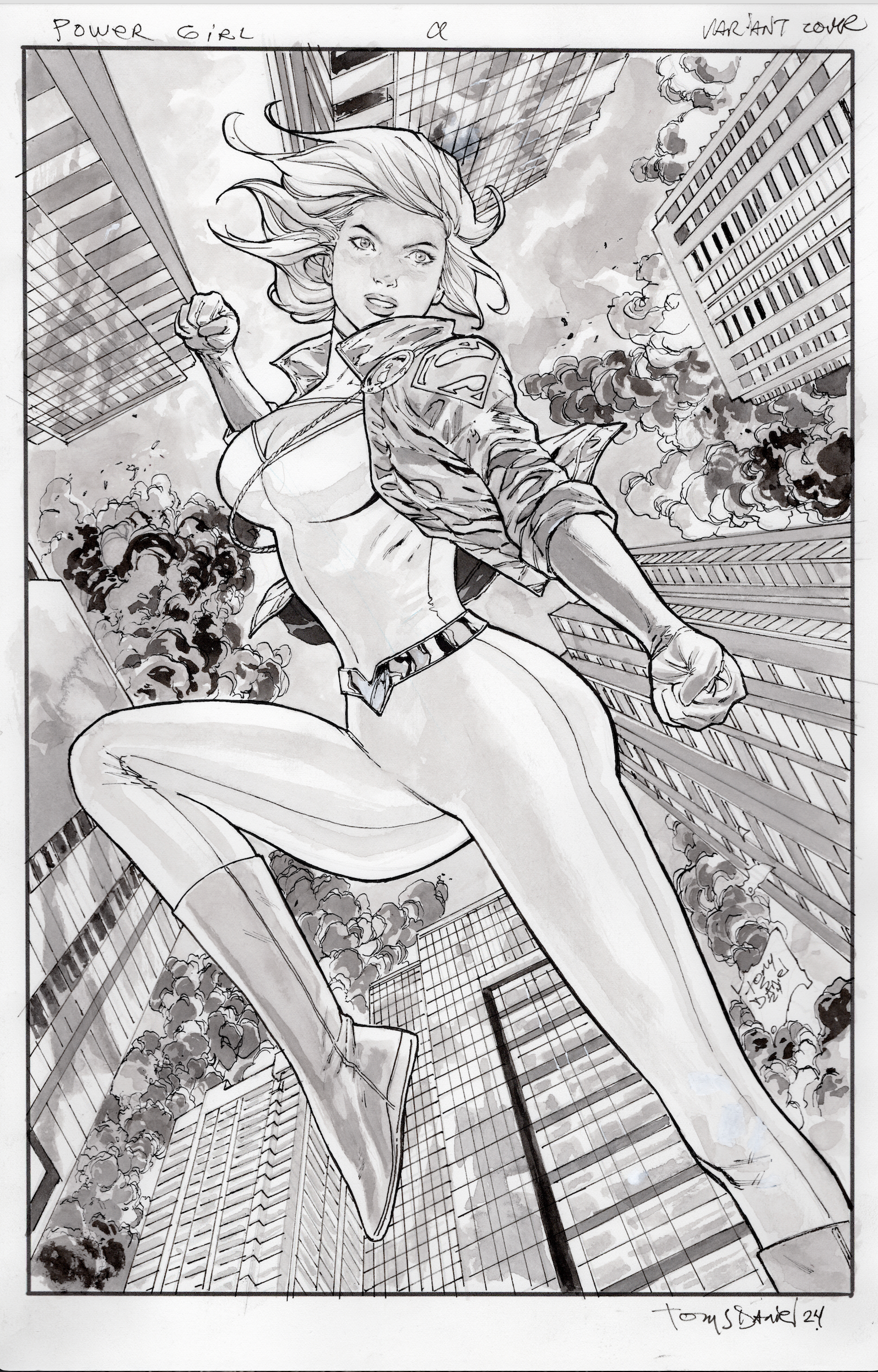 POWER GIRL #7COVER WATERCOLOR VARIANT  by TONY DANIEL