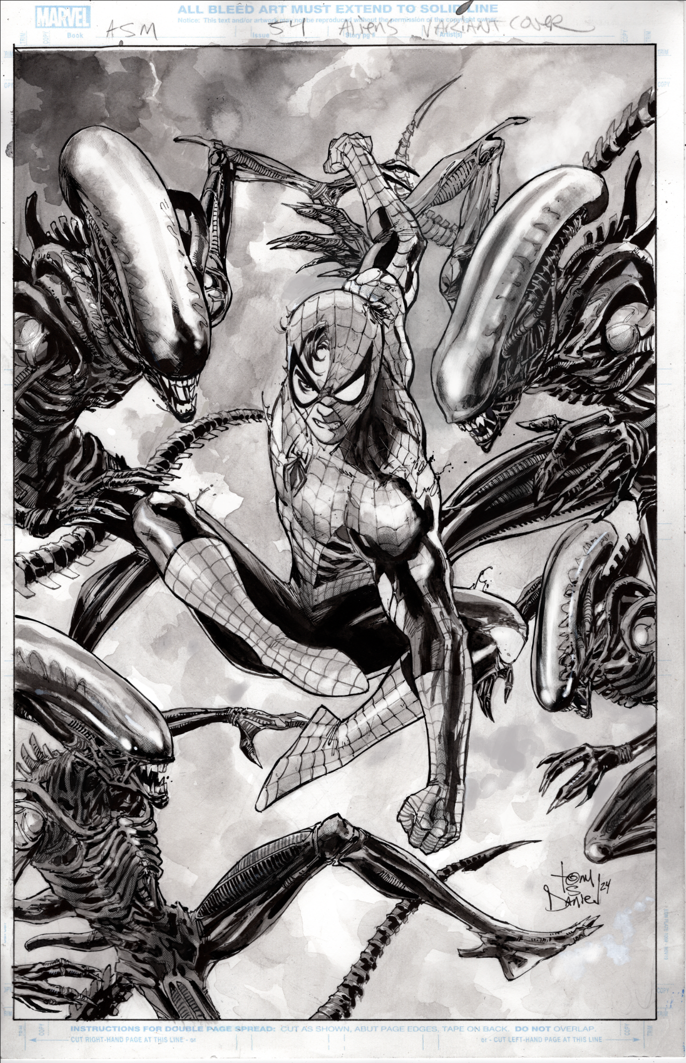 AMAZING SPIDER-MAN 54 VARIANT COVER WATER COLOR / GRAY WASH Comic Art